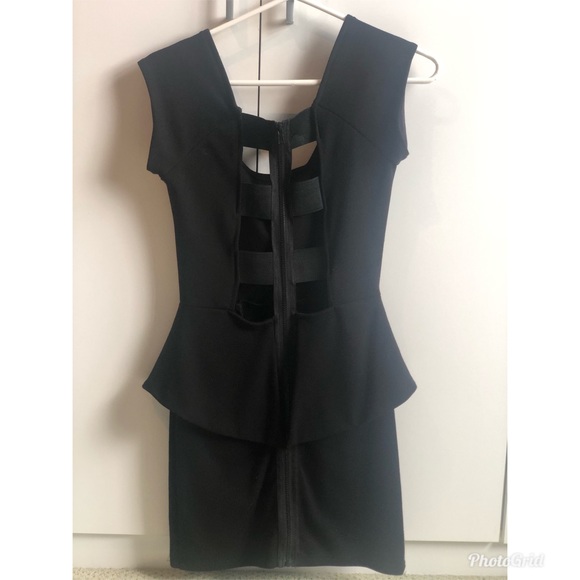 Black Peplum Dress - Picture 2 of 3